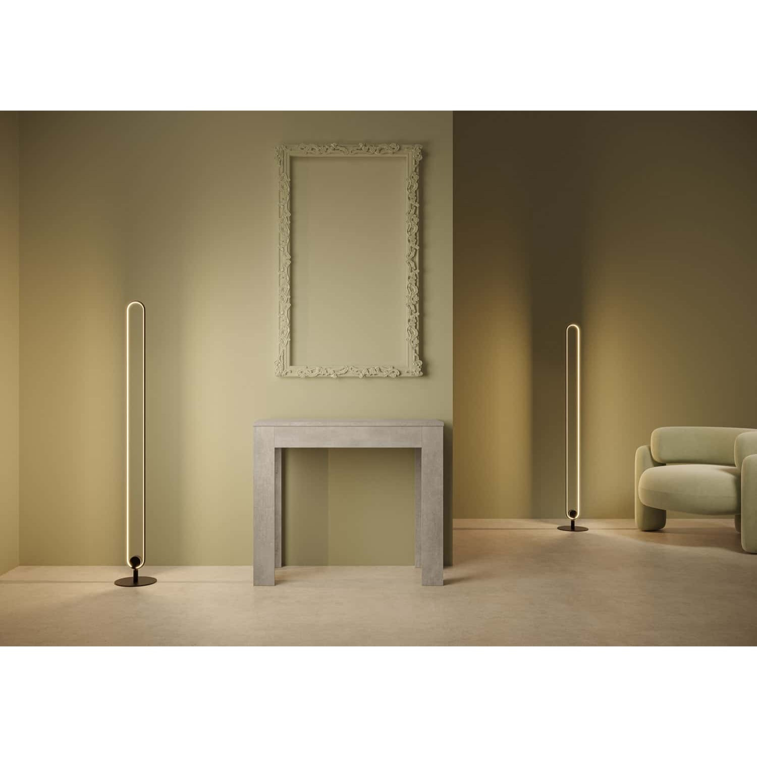 Console extensible 90x42/302 cm Bora Gris Béton