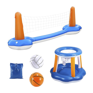 Gioco di pallavolo e pallacanestro gonfiabili, per piscine e all'aperto.