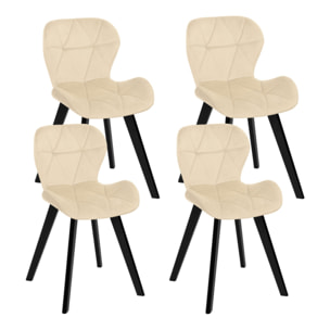 Chaises Daisy en velours et pieds noirs - Crème