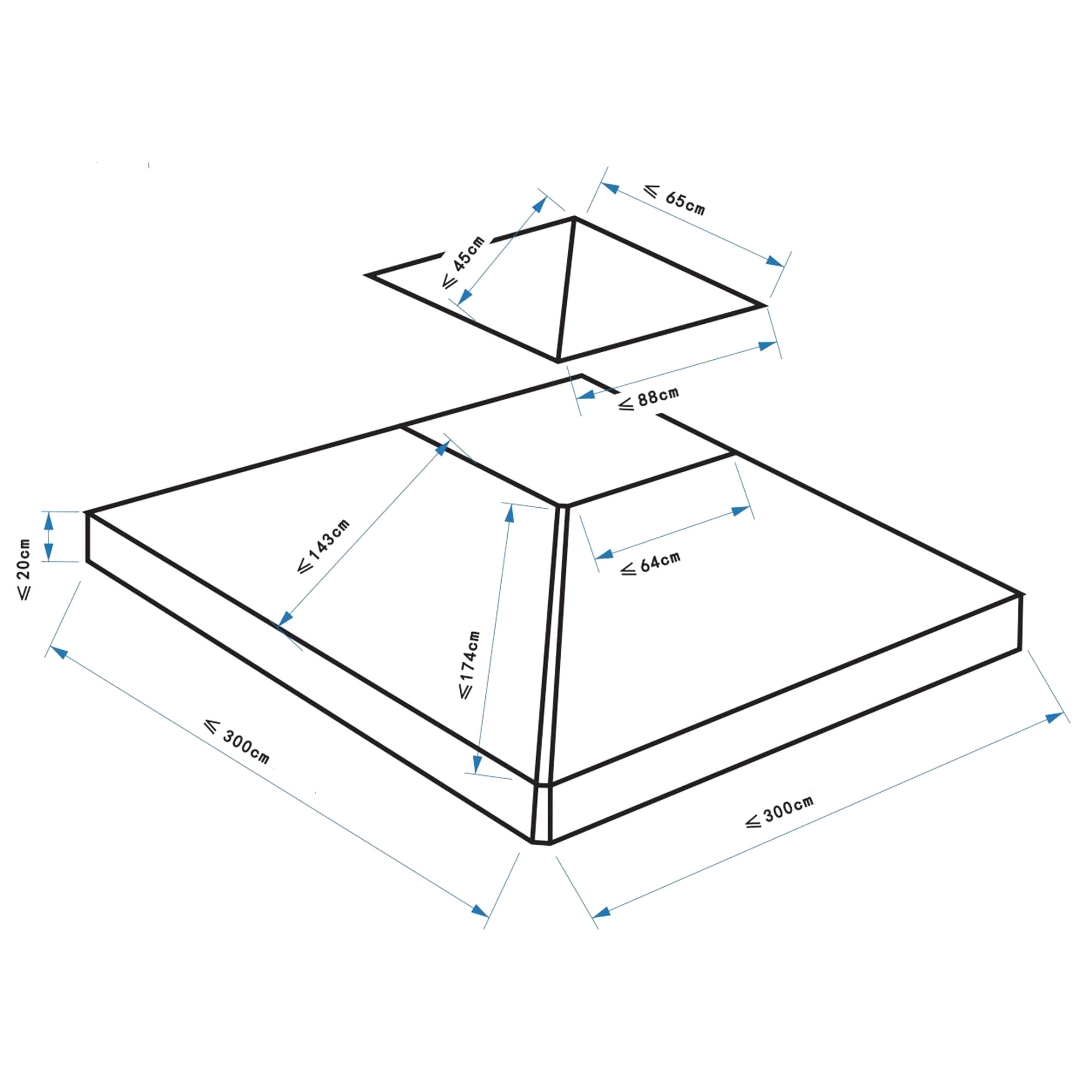 Toile de rechange pour pavillon tonnelle tente 3 x 3 m vert foncé