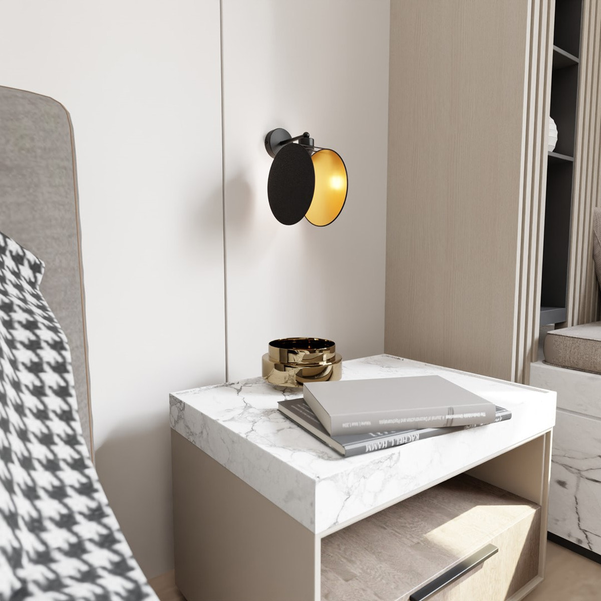 Lampada da parete MOTIF in acciaio nero e oro