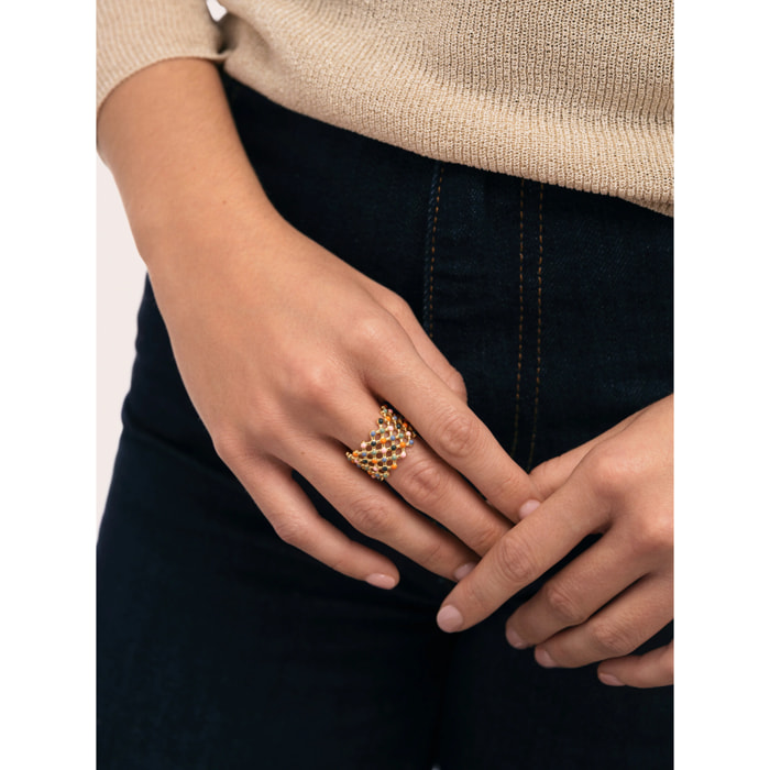 Anillo Mini Bomb Enamel Acero Baño Oro