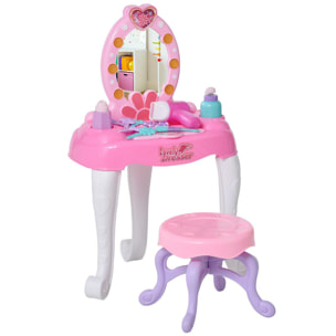 Coiffeuse Enfant avec tabouret et lumières et sons rose dim. 45L x 30l x H72 cm