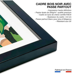 Poster green touch Affiche + cadre en bois - Noir