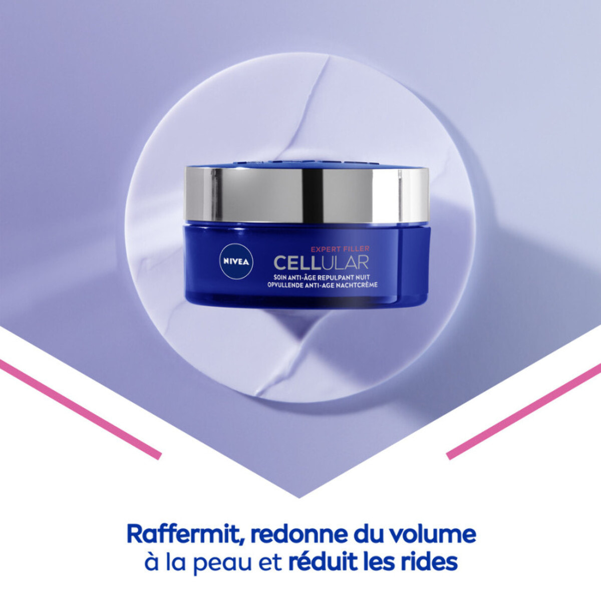 Pack de 2 - NIVEA - Soin de Nuit Anti-Âge Repulpant CELLULAR EXPERT FILLER 2X50ml