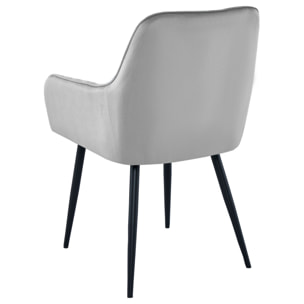 Sedia con braccioli Solden in velluto grigio argento