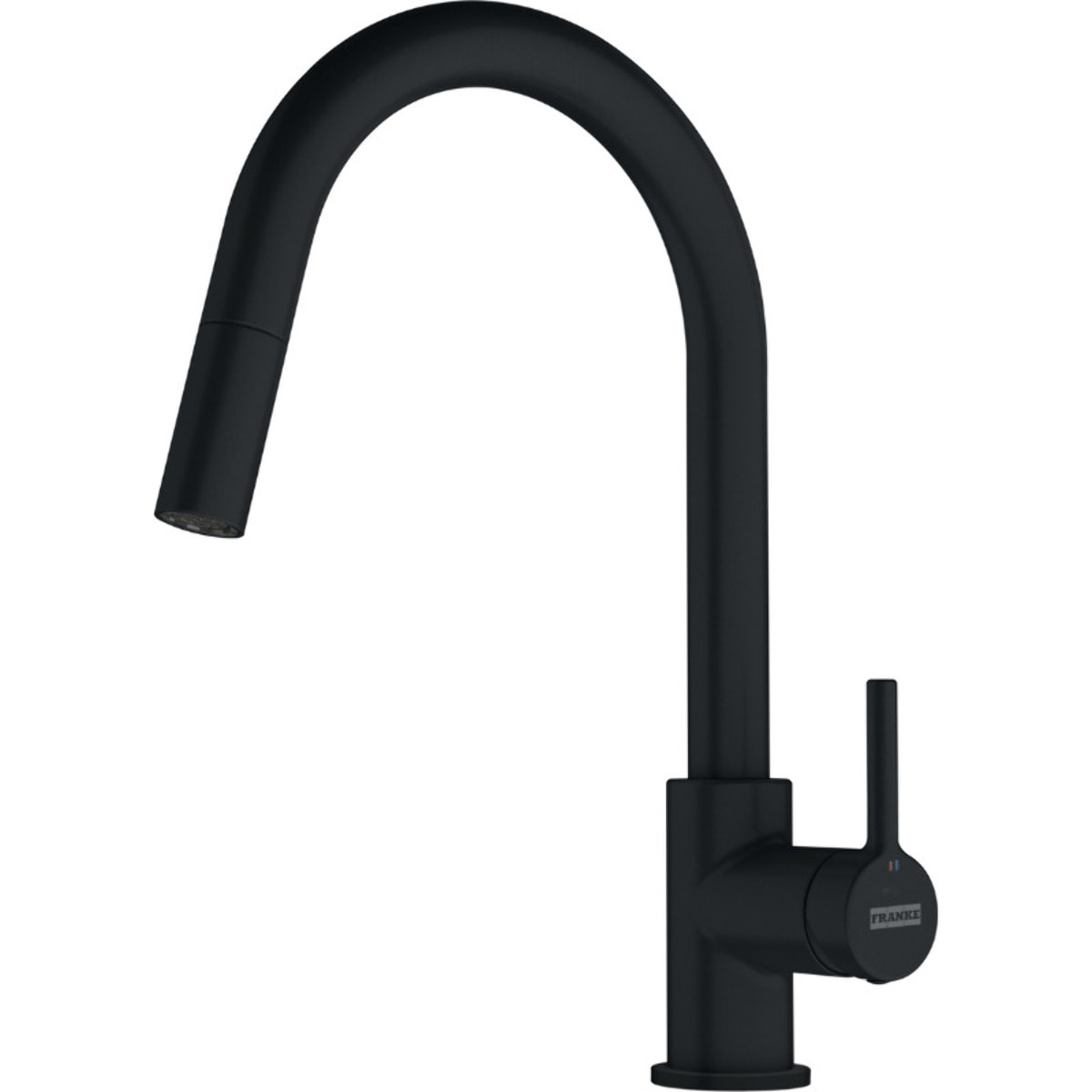 Lina - Mitigeur de cuisine 215x360mm, Douchette extractible, Rotation du bec  150°,  Laiton, Noir mat