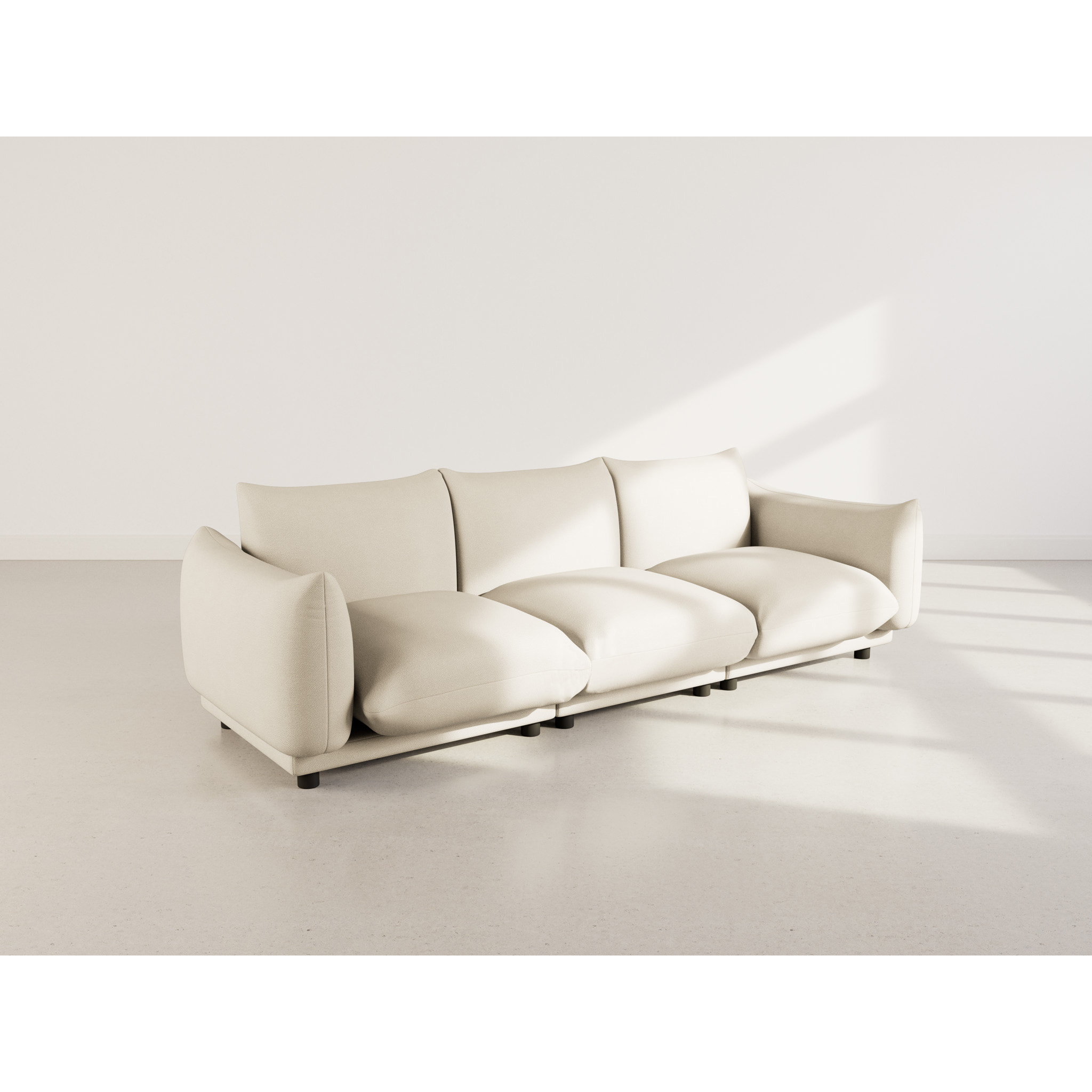 Jeanne - Canapé modulable 3 places en velours texturé - Beige