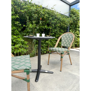 BISTRO - Ensemble repas de jardin 2 places en acier et plateau en HPL