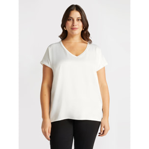 Fiorella Rubino - T-shirt in raso e jersey - Bianco