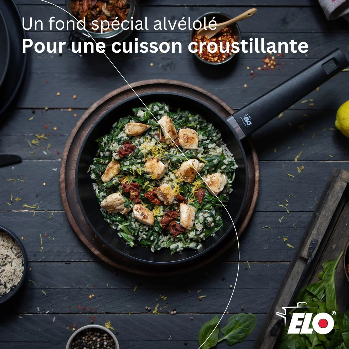 Wok 24 cm antiadhésif sans PFAS Elo Smart Wave