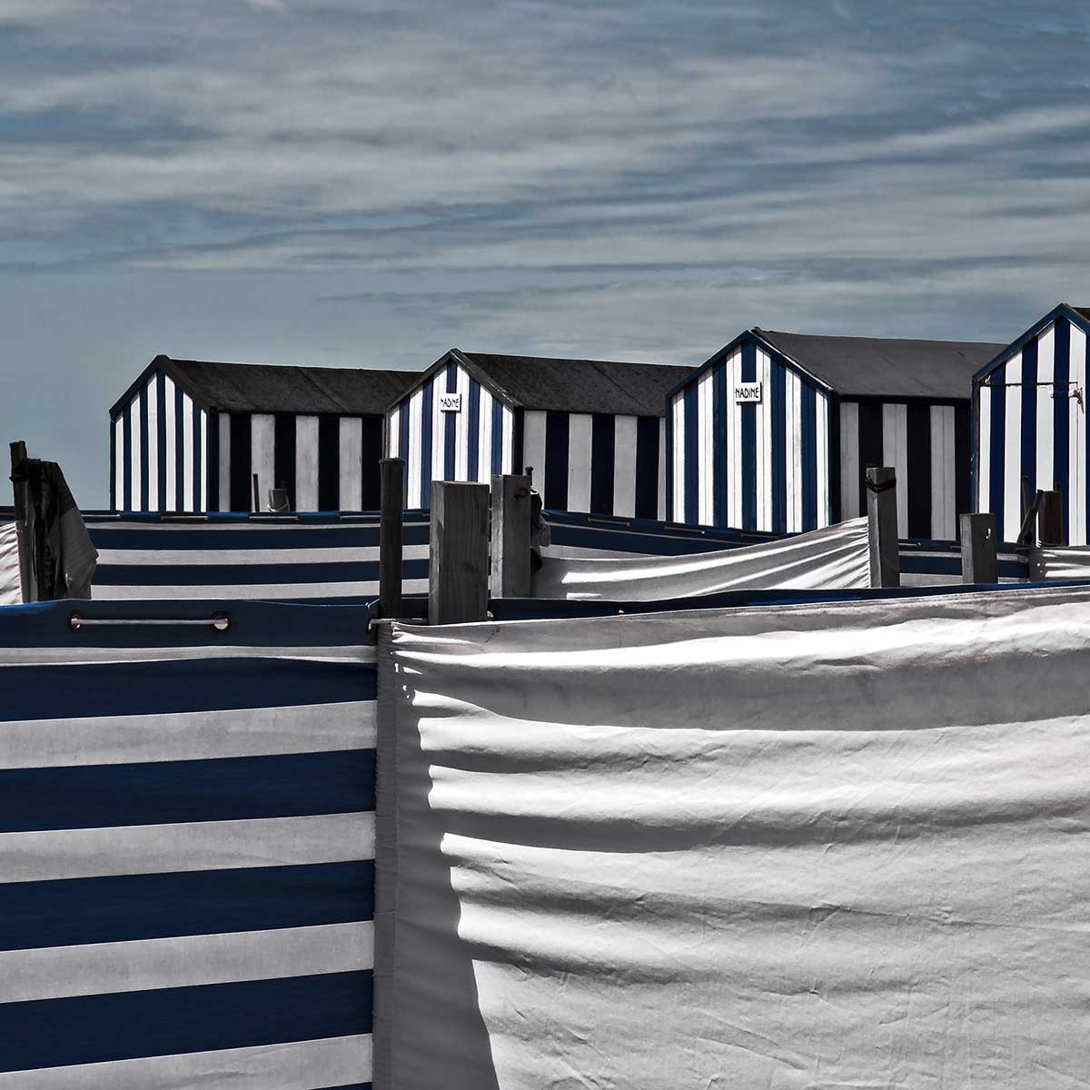 Poster deco toiles de plage Affiche sous cadre bois