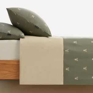Set cama (funda nórdica 250x230cm + 2 fundas almohada 50x85cm) 100% algodón 144tc beige & khakhi calaveras scalpers home