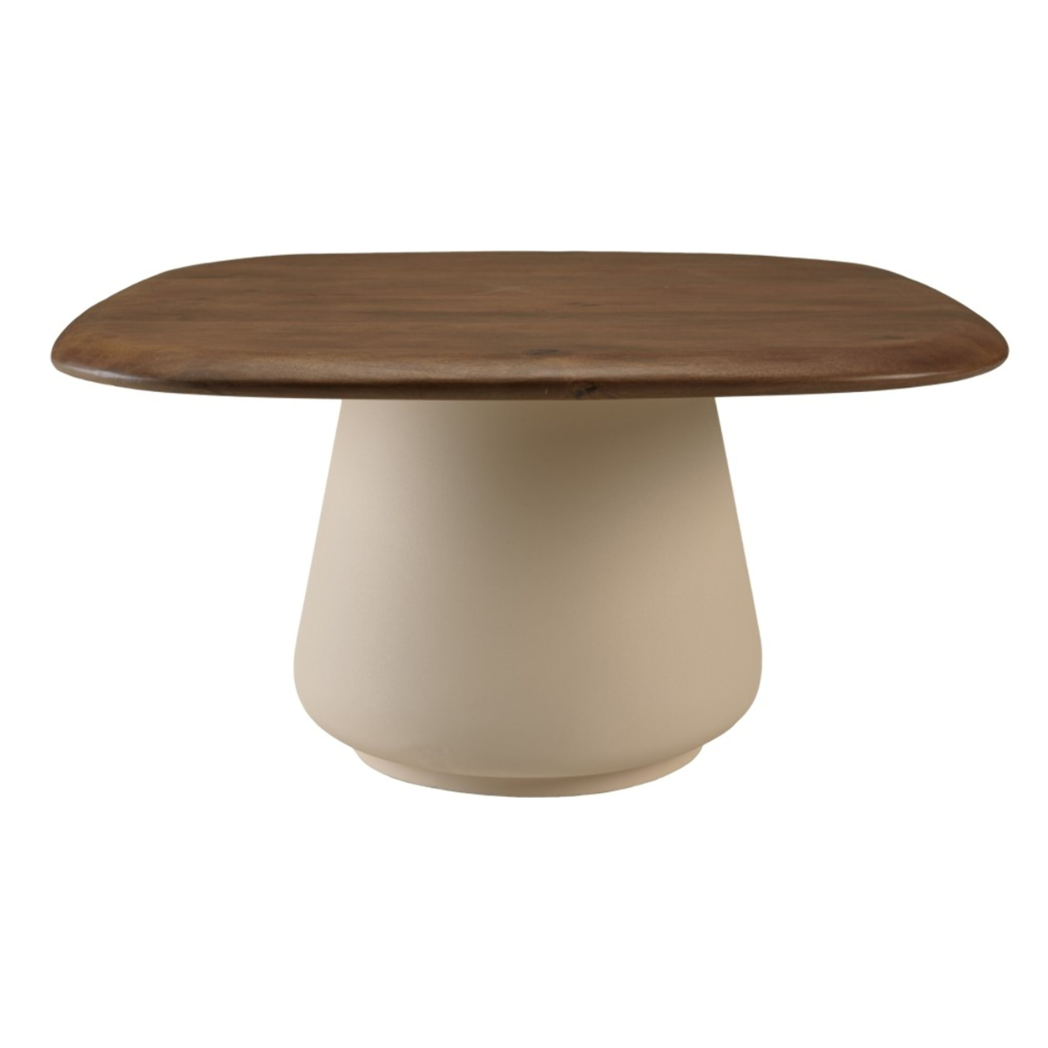 JAMES - Table basse 70x70cm en manguier pied métal ivoire JAMES (2 COLIS)