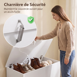 Coffre malle de rangement coffre à jouets dim. 80L x 40l x 45H cm blanc