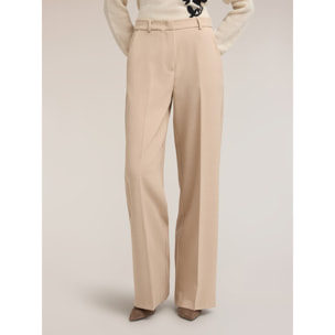 Motivi - Pantaloni palazzo a vita alta con piega - Beige