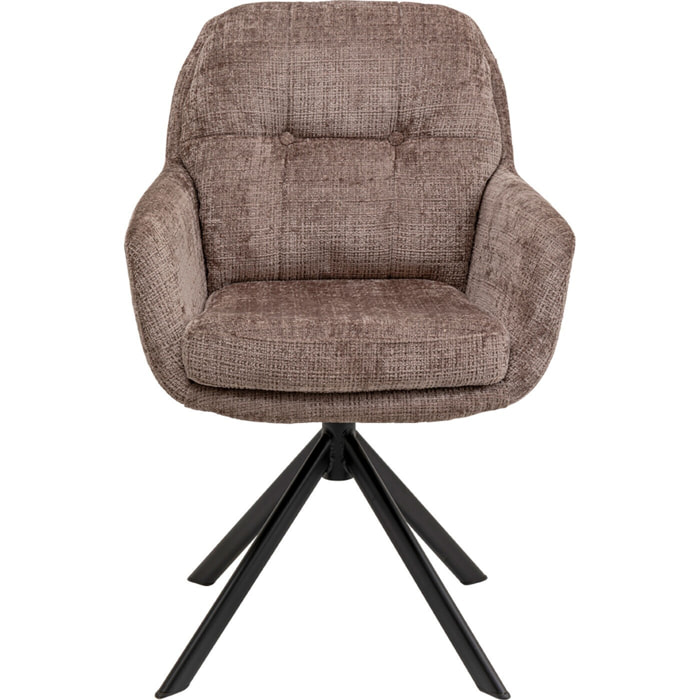 Chaise avec accoudoirs pivotante Molly taupe Kare Design