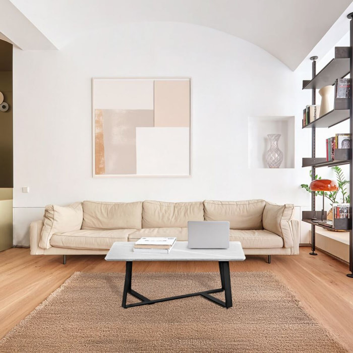Tavolino da caffè con top grigio chiaro e gambe nere 90x55x35 cm - Valencia