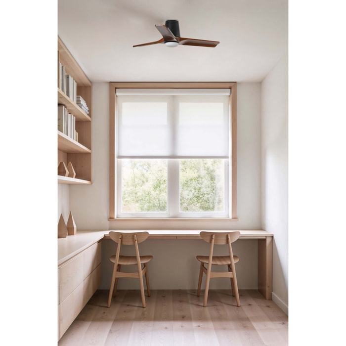 HEYWOOD TUB LED S Ventilador de techo negro/nogal