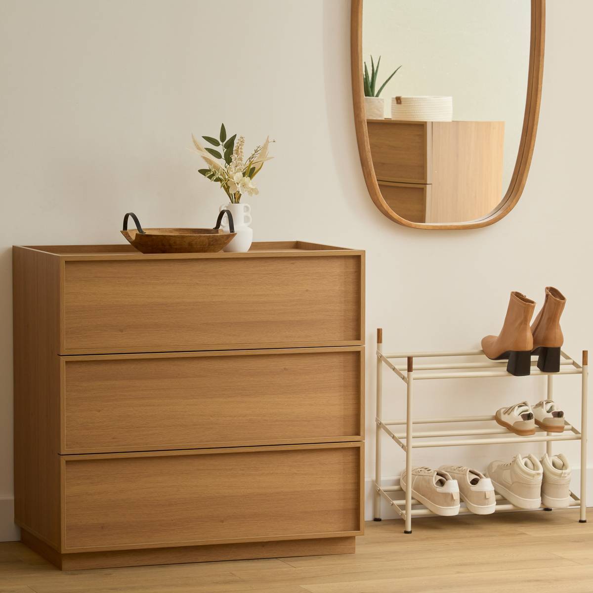 Commode Framy 3 tirois bois foncé