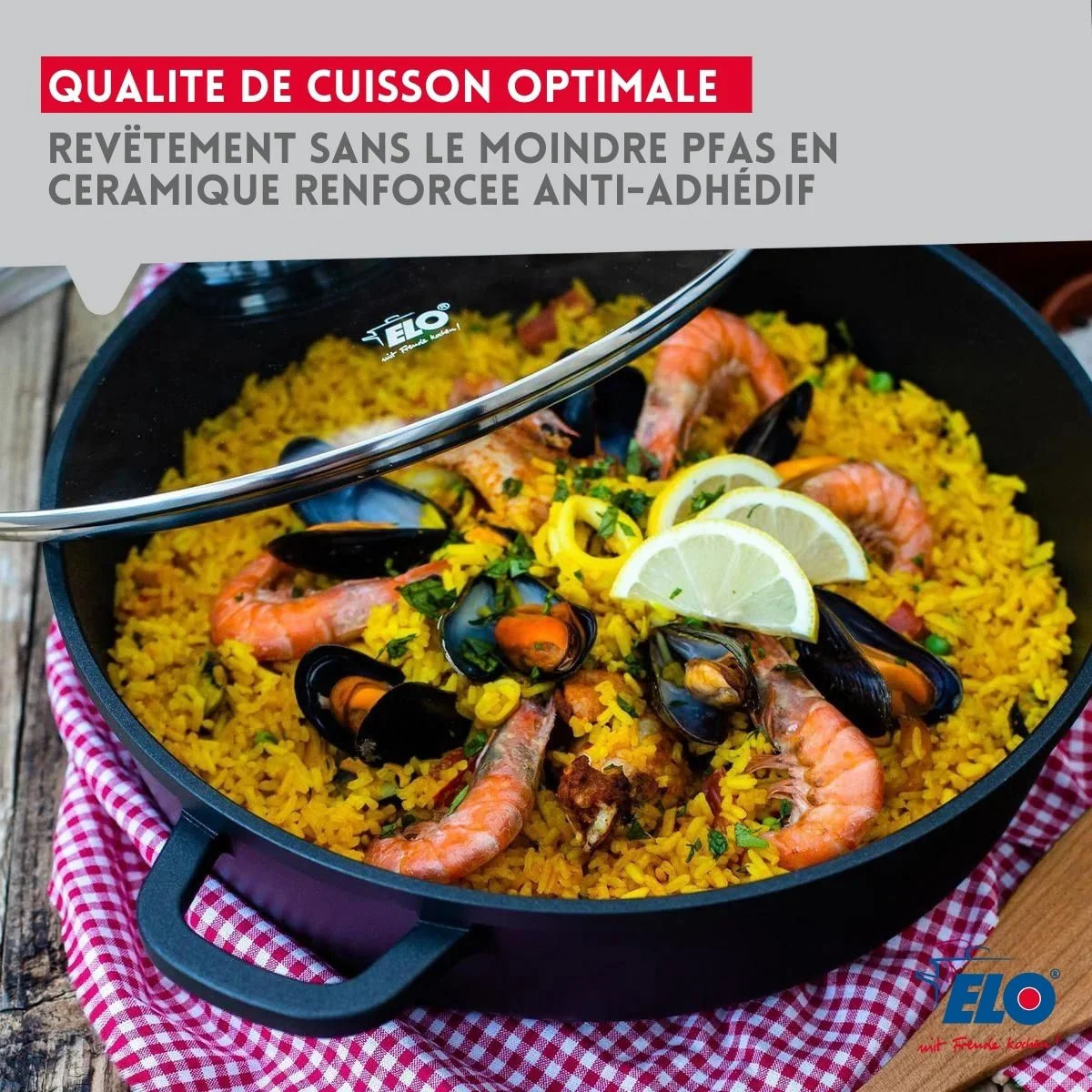Set de 3 faitouts 16 cm 20 cm et 24 cm sans PFAS avec couvercles en verre Elo Alucast