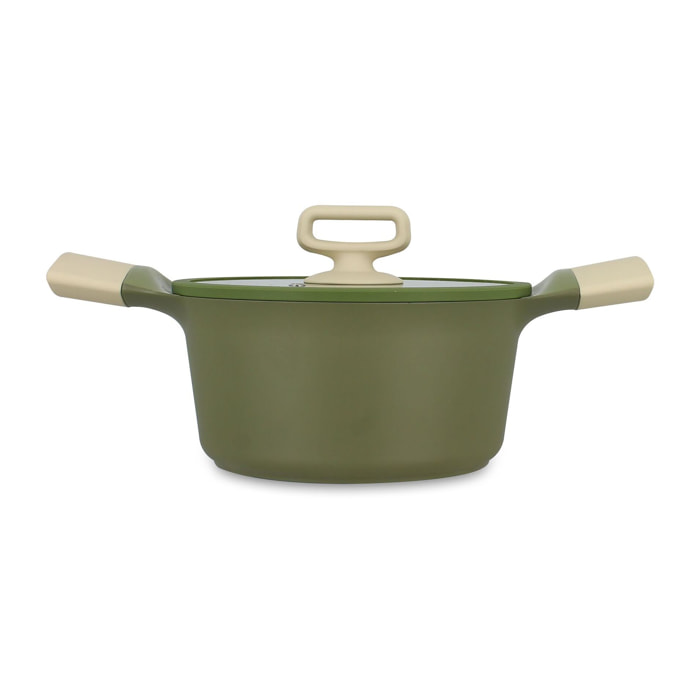 Faitout 24cm en fonte d'aluminium vert - tous feux ANNA
