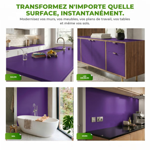 Rouleau adhésif décoratif Vinyle au Mètre - Violet - Sticker Lavable Imperméable Mur Cuisine Meubles