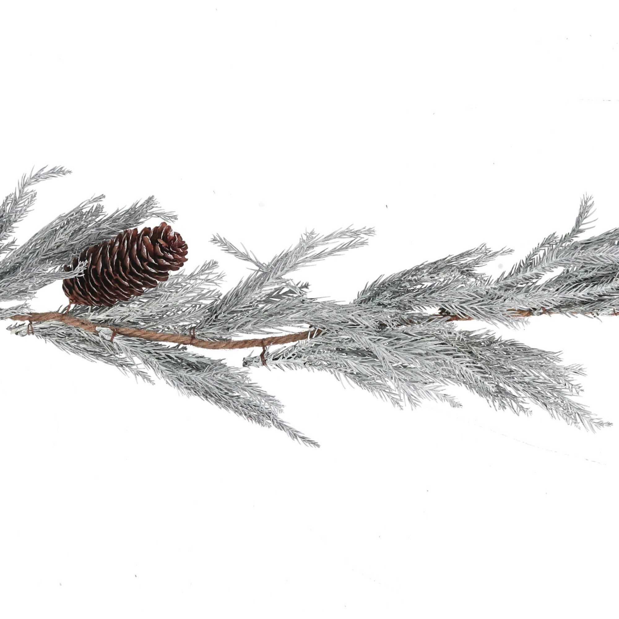 Festone innevato bianco con pigne cm183