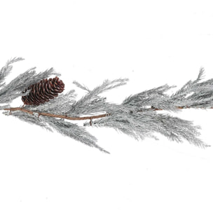 Festone innevato bianco con pigne cm183