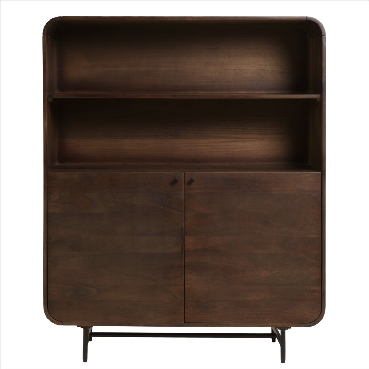 ALIX - Enfilade haute design bois foncé et métal noir 2 portes ALIX