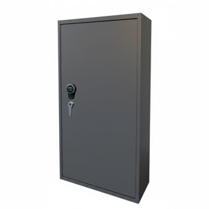 Armadio Portafucili Armi Blindato Fuciliera Acciaio Serratura Digitale Chiave Tesoretto Tasca Porta Oggetti Grigio Scuro 148x53.5x32 Cm 10 Posti