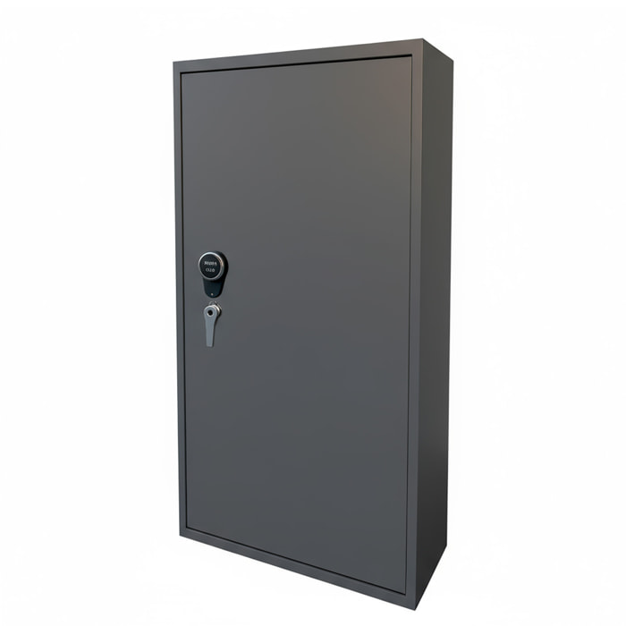 Armadio Portafucili Armi Blindato Fuciliera Acciaio Serratura Digitale Chiave Tesoretto Tasca Porta Oggetti Grigio Scuro 148x53.5x32 Cm 10 Posti