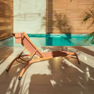 Lot de 2 chaises longues en acier inoxydable corail NAPOLI