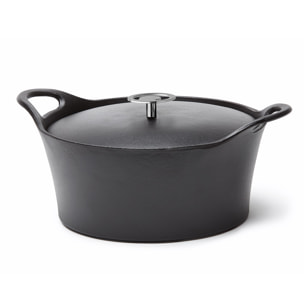 Volcan - Cocotte ronde noire 24 cm avec panier cuisson pour friture et cuisson à l'eau