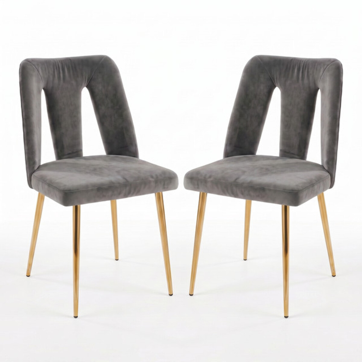 Sedia Imbottita in Effetto Velluto con Schienale Aperto e Gambe Oro, Design Moderno ed Elegante per Sala da Pranzo, Cucina, Soggiorno, Studio e Ufficio