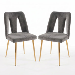 Sedia Imbottita in Effetto Velluto con Schienale Aperto e Gambe Oro, Design Moderno ed Elegante per Sala da Pranzo, Cucina, Soggiorno, Studio e Ufficio