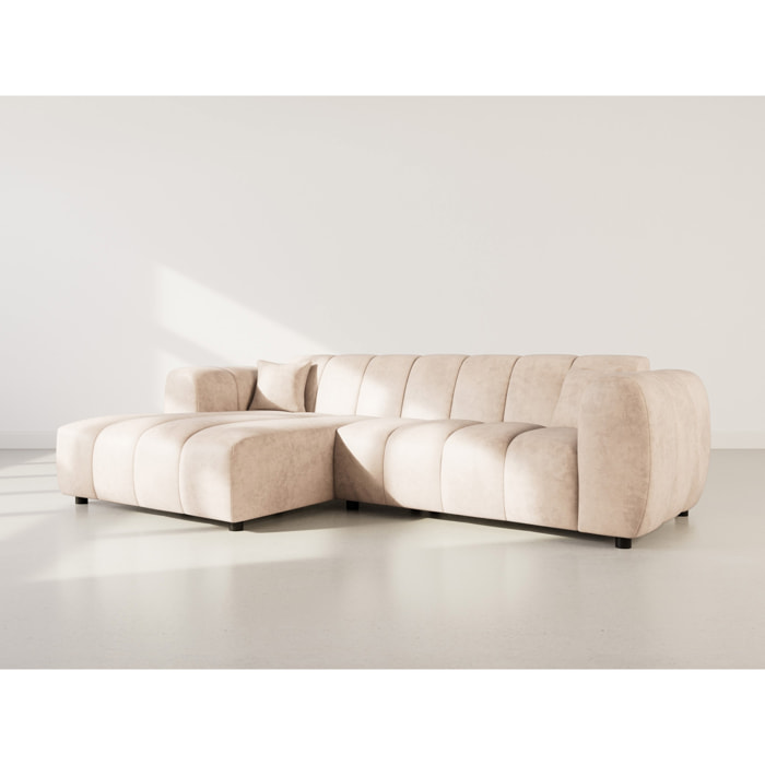 Curtis - canapé d'angle gauche 4 places en simili - Beige