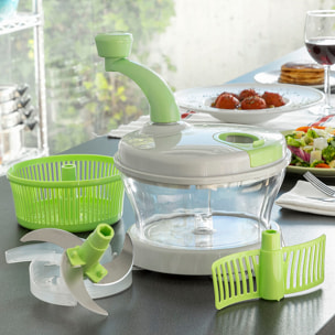 Centrifuga, Tritatutto e Mixer Manuale 4 in 1 con Accessori e Ricette Chopix InnovaGoods