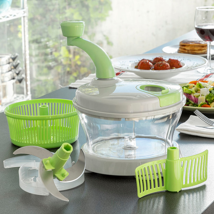 Centrifuga, Tritatutto e Mixer Manuale 4 in 1 con Accessori e Ricette Chopix InnovaGoods