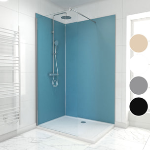 Pack de 2 Panneaux Muraux Aluminium BLEU 90+120x210 cm avec Profilés ANODISE BRILLANT - WALL'IT