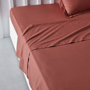 Drap plat pour lit 2 personnes uni ESSENTIAL rouge