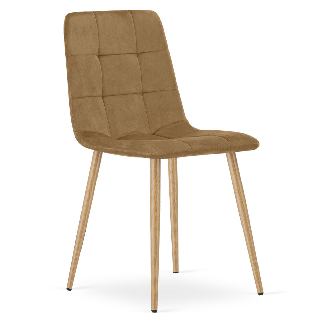 Sedia Kara in Velluto Marrone con Gambe Effetto Legno