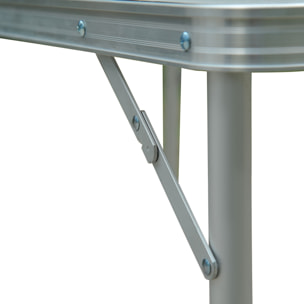 Mesa de Camping Plegable convertible en Maleta Altura Regulable para Picnic 120x60x54-70 cm con Encimera de MDF Marco de Aluminio