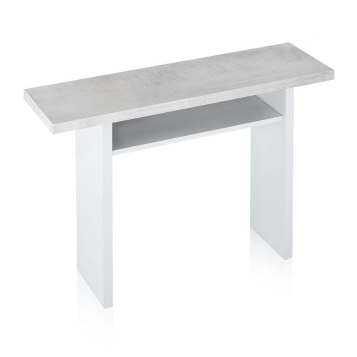Mesa consola extensible Verti Blanco Artik (Blanco Mate) - Gris Cemento