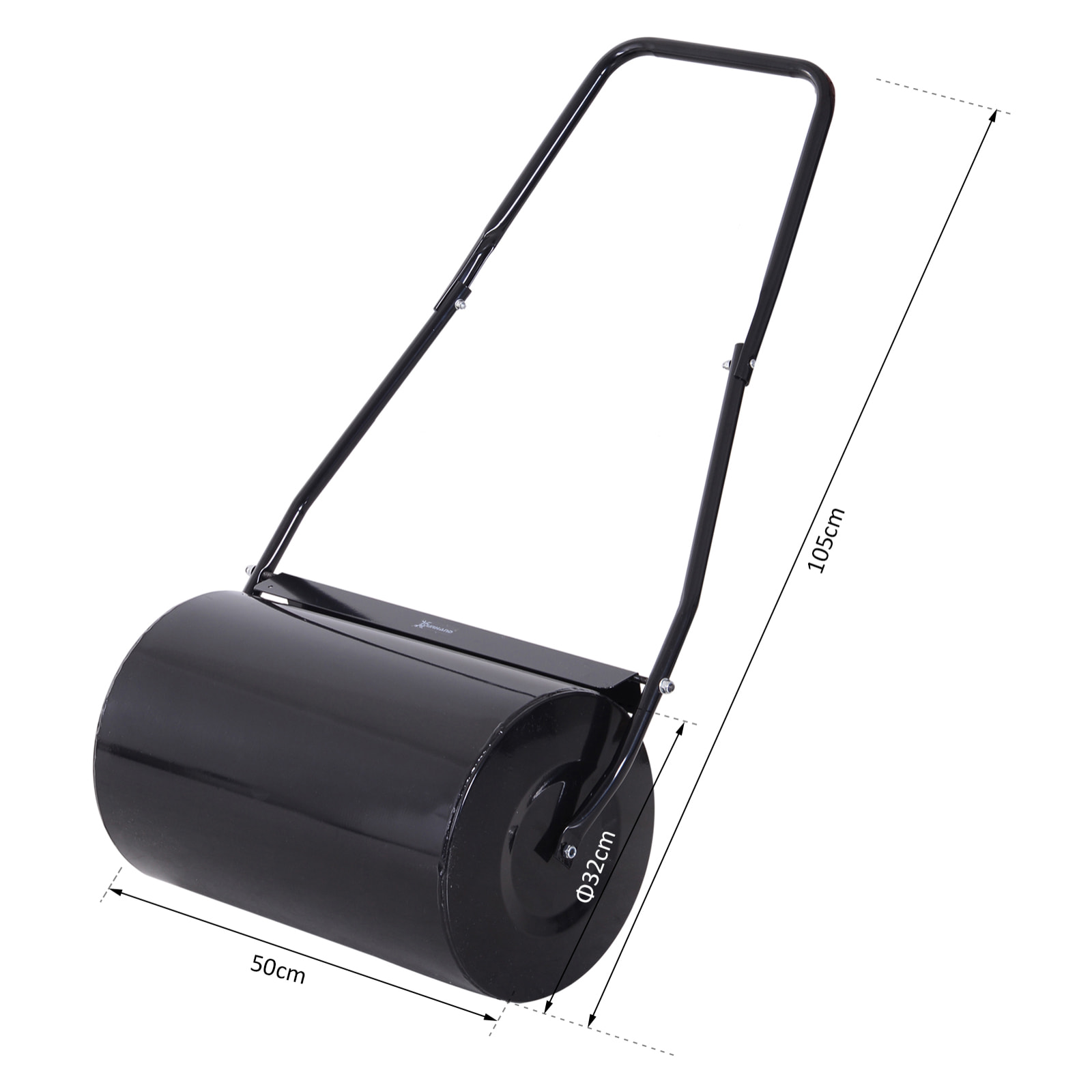 Rodillo de Césped Jardín Acero 38L Llena Agua Arena 32x50cm Asa Desmontable