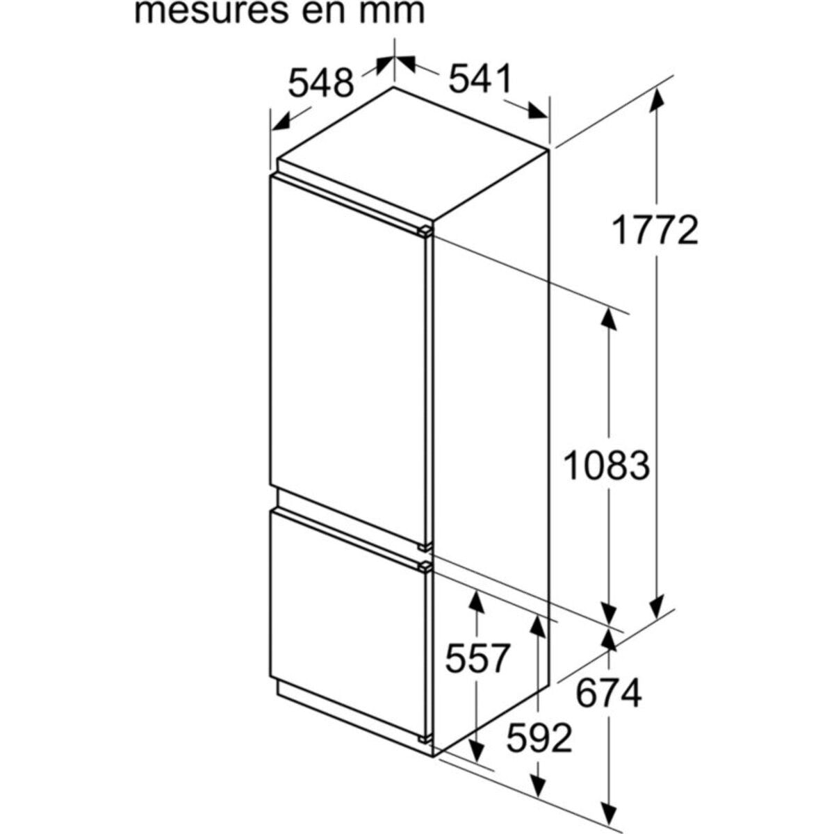 Réfrigérateur combiné encastrable BOSCH KIV87NSE0, Série 2, Eco Airflow