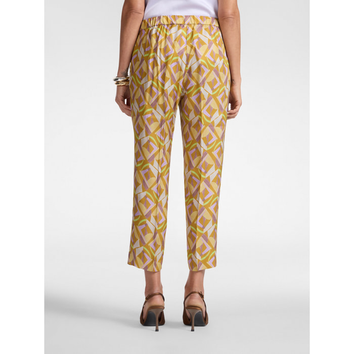 Elena Mirò - Pantaloni cropped stampati - Giallo