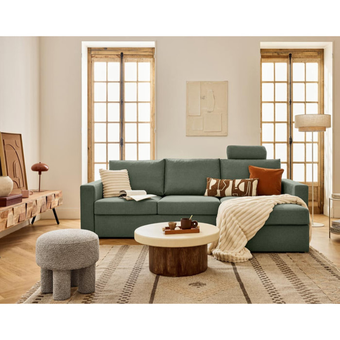 Barrie - canapé d'angle réversible 4 places avec têtière amovible en tissu - Vert