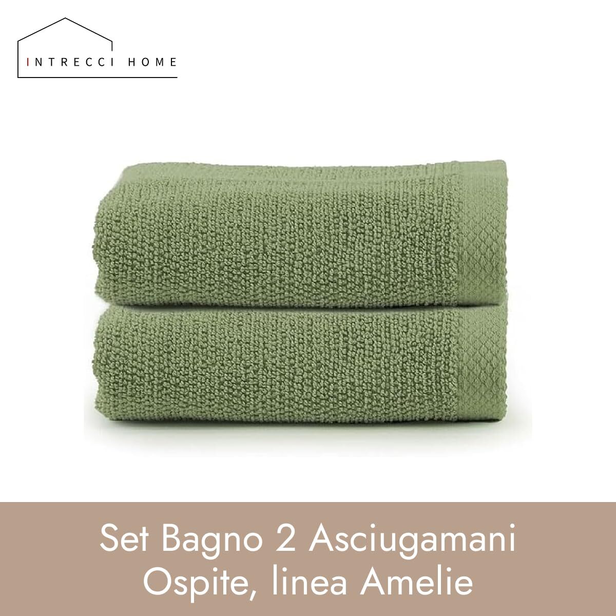 INTRECCI HOME Set Bagno 2 Asciugamani Ospite, in Puro Cotone 500 g,Morbidezza Extra, Assorbenza Superiore, Elegante e Durevole