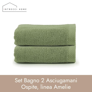 INTRECCI HOME Set Bagno 2 Asciugamani Ospite, in Puro Cotone 500 g,Morbidezza Extra, Assorbenza Superiore, Elegante e Durevole